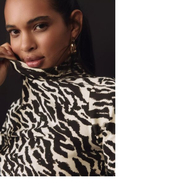 Anthropologie The Hailey Printed Long-Sleeve Turtleneck Top by Maeve size xS - Picture 4 of 6